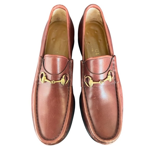 Gucci Shoes - Vintage Gucci 1953 Horsebit Brown Leather Loafers with Gold Accents Size 7